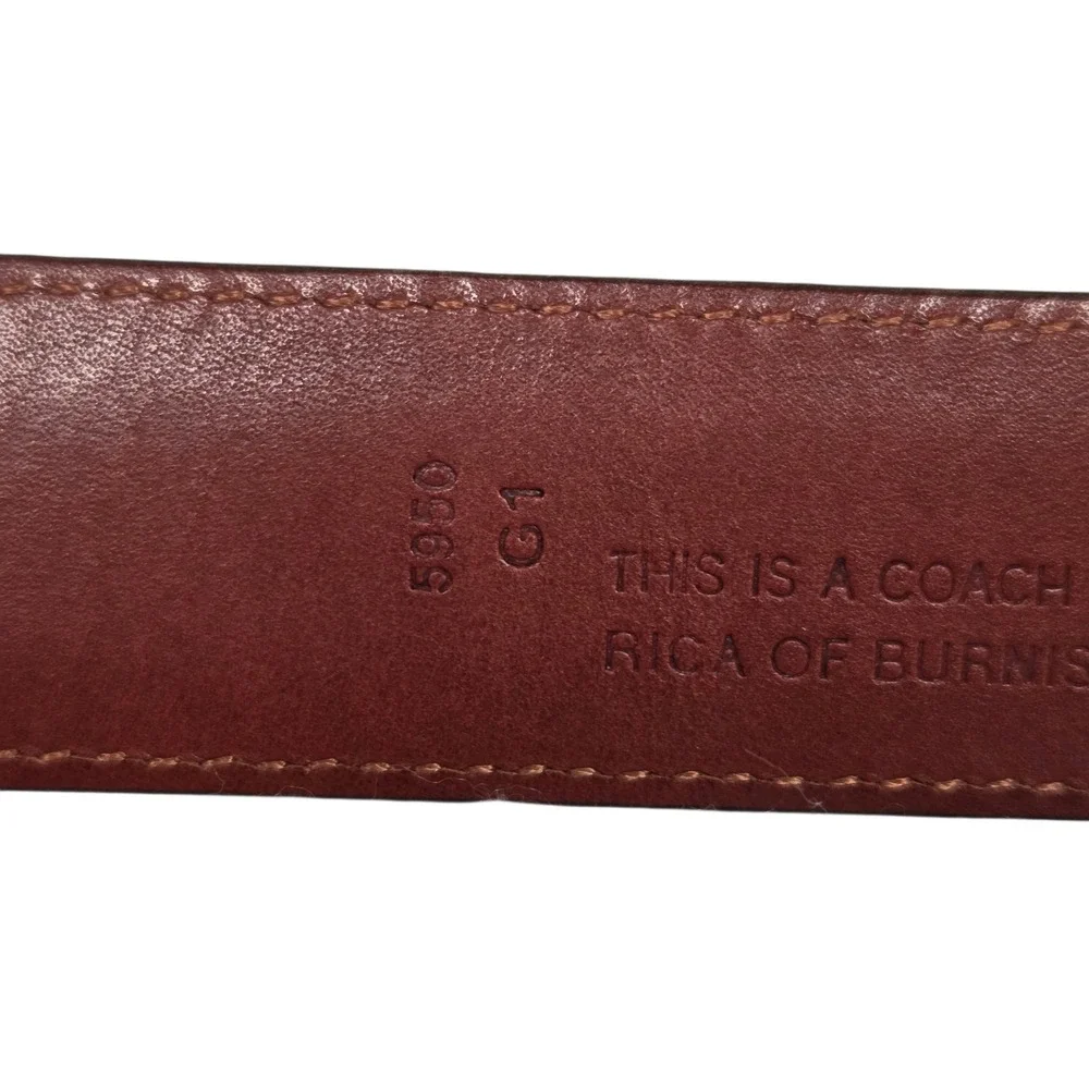 Vintage 90s Coach Belt Mens 38 Brown Burnished Cowhide Brass 5950 G1 Leather